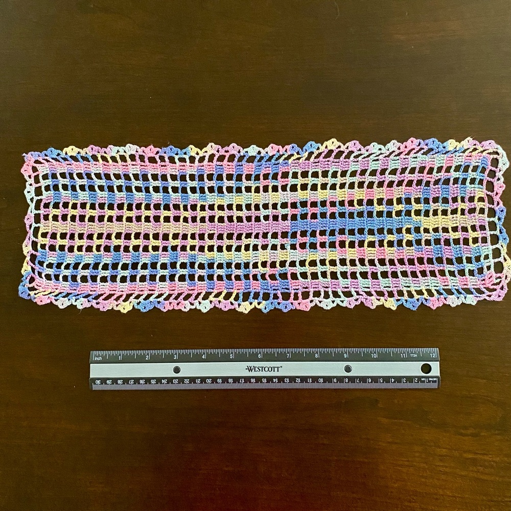 Hand-made Doily. Multi Color. 18”x 6”. D2